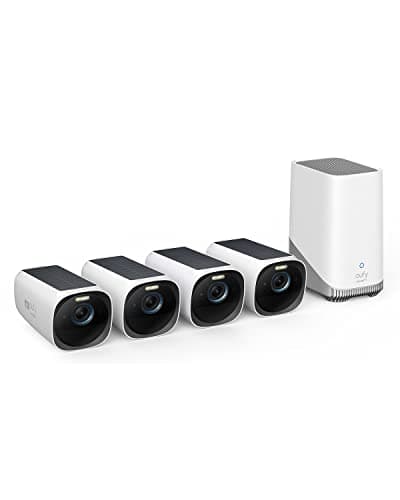 eufy Security eufyCam S330 (eufyCam 3) Kit 4 caméras, caméra de sécurité extérieure sans fil, 4K avec panneau solaire intégré, F...