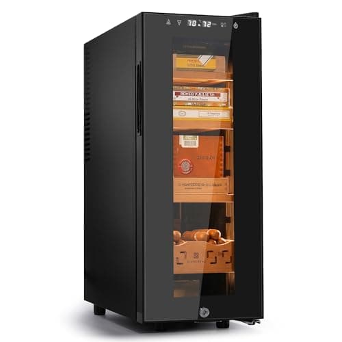 GLENCREAG 35L Electric Cigar Humidor Cabinet with Thermoelectric Cooling, Adjustable Temperature & Humidity, Led Light, Spanish Cedar Shelves &...
