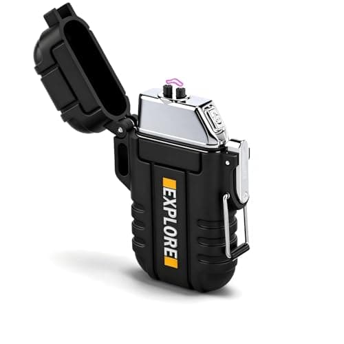 Briquet plasma électrique rechargeable USB C avec arc unique, briquet de survie imperméable et coupe-vent pour le camping, la randonnée, l'équipement tactique d'extérieur, cool...