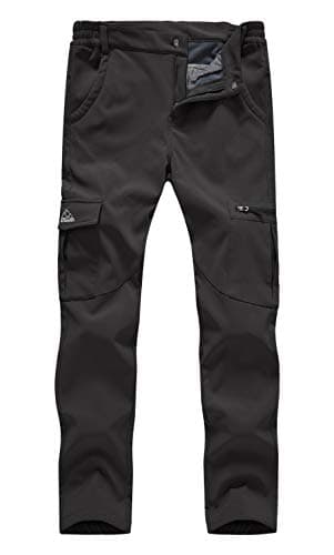 Rdruko Pantalon imperméable Softshell doublé polaire pour femme avec poches (noir, CA L)