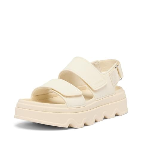 Sorel Women's Kinetic Sunchase Ankle Strap Flat Sandal, Chalk/Sea Salt, 8