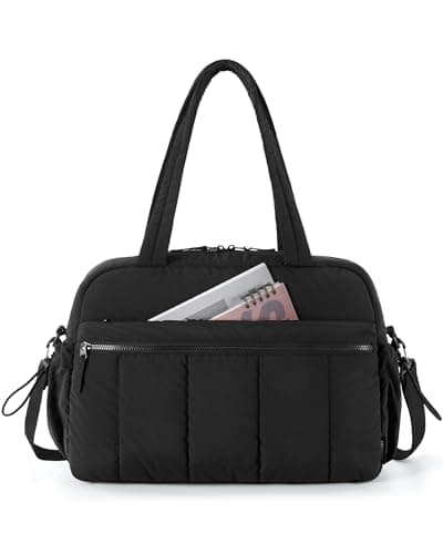 BAGSMART Gym Bag for Woman, Carry on Travel Duffle Bag with Wet Pocket, Water Resistant Weekender Bags for Sports, Trips, Black