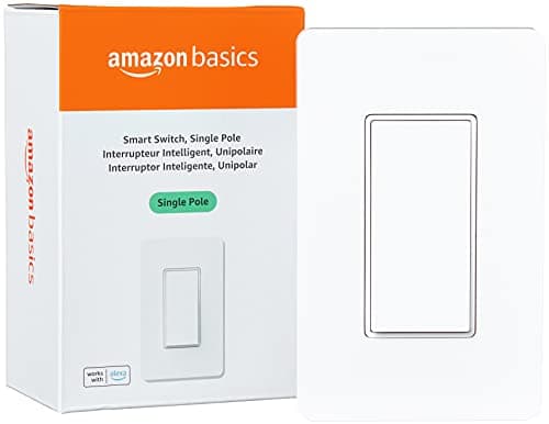 Amazon Basics Smart Switch, unipolaire, fonctionne avec Alexa uniquement, Wi-Fi 2,4 GHz, aucun hub requis, blanc