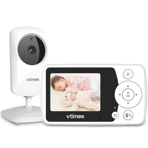 Moniteur pour bébé VTimes sans WiFi avec caméra et audio, connexion FHSS sécurisée, vidéo cristalline, vision nocturne automatique, mode VOX, unité portable, facile...