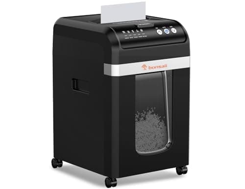 Destructeur de papier micro-coupé à alimentation automatique Bonsaii de 200 feuilles - Fonctionnement intensif de 60 minutes, sécurité P-4, bac de 8,1 gal (30,7 L) - déchiqueuse à papier électrique...
