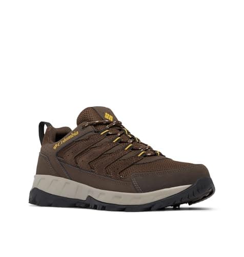 Columbia Men's Strata Trail Low Waterproof, Cordovan/Golden Yellow, 10