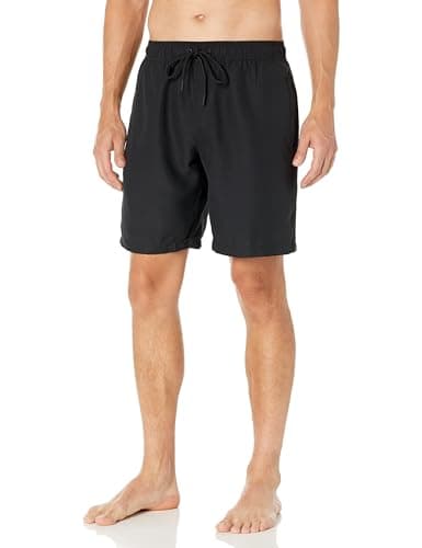 Amazon Essentials Men's 9" Swim Trunks with Mesh Lining, Pockets, Drawstring Closure, Black, XX-Large