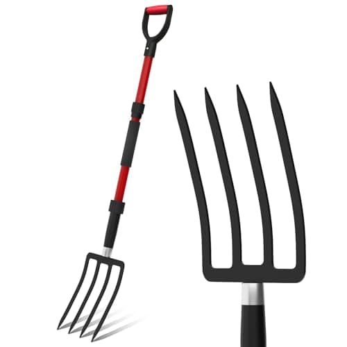 COSITA Pitch Fork for Garden, 44-Inches Pitchfork with Fiberglass Handle, Gardening Spading Fork with 4 Metal Tines, Heavy Duty Pitchfork for...