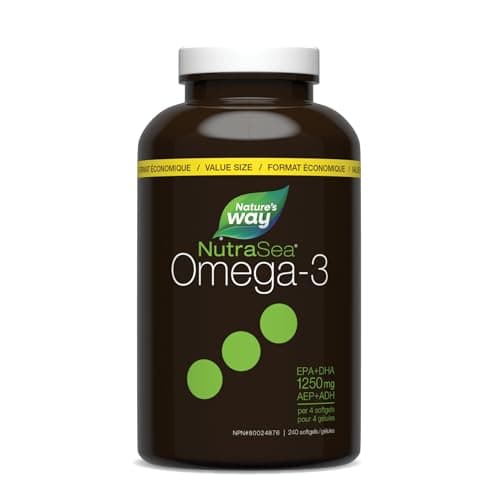 Nature's Way NutraSea Omega-3 Supplement Soft Gels with Zesty Lemon Flavour – EPA and DHA Fish Oil – Support Healthy Heart and Brain Function in...