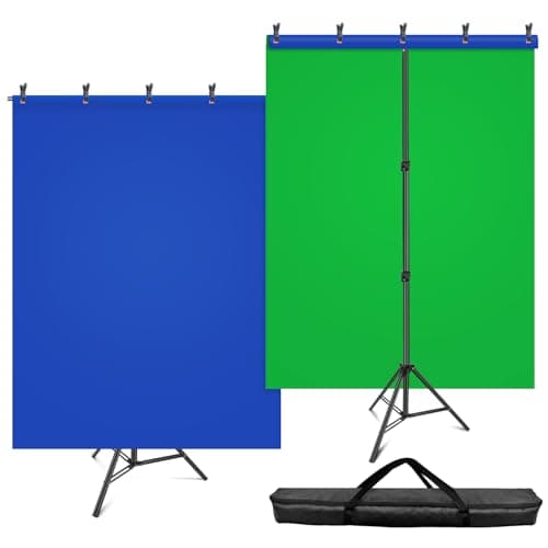 Kit de toile de fond d'écran vert bleu Hemmotop, support d'écran vert 2 en 1 de 6,5 x 5 pieds pour le streaming, fond d'écran vert bleu avec photo réglable...