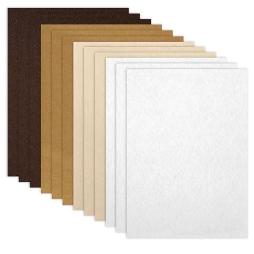 Feuilles de tissu en feutre pour l'artisanat marron, 12 pièces, feuille de feutre de couture artisanale rigide Feutre Brun pour l'artisanat, les travaux manuels de bricolage 7,9 "x 12"