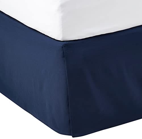 Amazon Basics Jupe de lit plissée légère – Double, Bleu marine