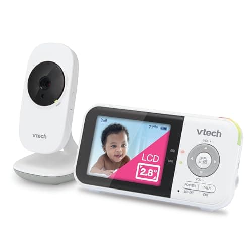 VTech VM819 Baby Monitor, 2.8” Screen, Night Vision, 2-Way Audio, Temperature Sensor and Lullabies, Secure Transmission No WiFi