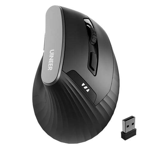 Souris ergonomique, souris Vertica sans fil 2,4 G avec récepteur USB A, souris de suivi optique 2400 DPI, 4 niveaux DPI réglables, rechargeable avec batterie...