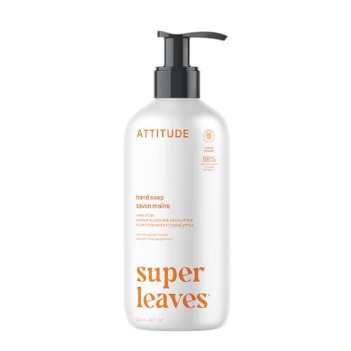 Savon liquide pour les mains ATTITUDE, fabriqué au Canada, vérifié EWG, à base de plantes et de minéraux, produits de soins personnels végétaliens, parfum de fleur d'oranger et d'eucalyptus,...