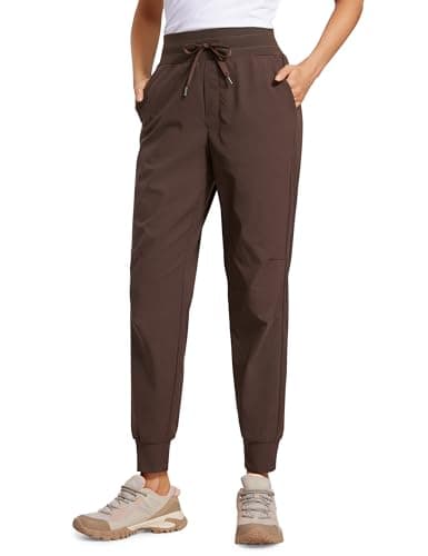 CRZ YOGA Athletic High Waisted Joggers for Women 27.5" - Lightweight Workout Travel Casual Outdoor Hiking Pants with Pockets Hot Fudge Brown X-Large