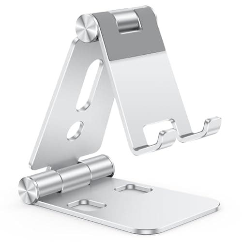 Support de téléphone portable pliable, OMOTON Support de téléphone de bureau réglable en aluminium, station d'accueil compatible avec iPhone 17/17 Air/17 Pro/17 Pro Max/iPhone 16...