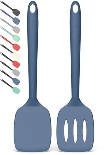 Coukre 2 Pack Silicone Spatula Set, High Heat Resistant, BPA Free Kitchen Spatula, Solid & Slotted Turner for Non-Stick Pans, Sautéing, and...