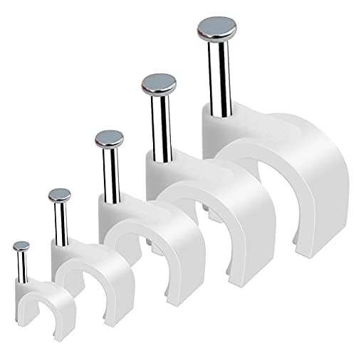 500pcs Cable Clips with Steel Nail in Cable Clips White 4mm 5mm 6mm 8mm 10mm Cable Wire Clips Cable Wall Clip Wire Staples Cord Clips for Wall...