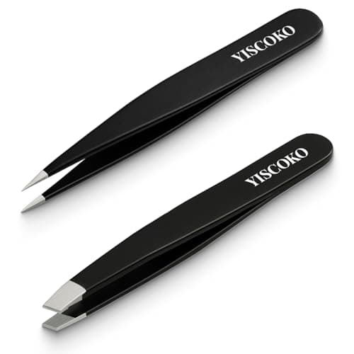 YISCOKO Professional Tweezers for Facial Hair Women,Eyebrow Tweezers-Stainless Steel Precision Tweezers Set,1pc Pointed Tweezers+1 pc Slanted...