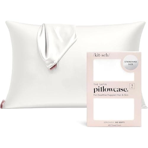 Kitsch Satin Pillowcase with Zipper for Hair & Skin, Softer Than Silk Pillow Cases Queen, Wrinkle-Free, Smooth and Cooling Satin Pillow Covers,...