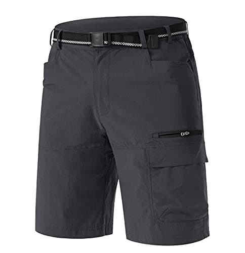 TACVASEN Short cargo décontracté à séchage rapide pour homme, short de voyage respirant, gris foncé, 36