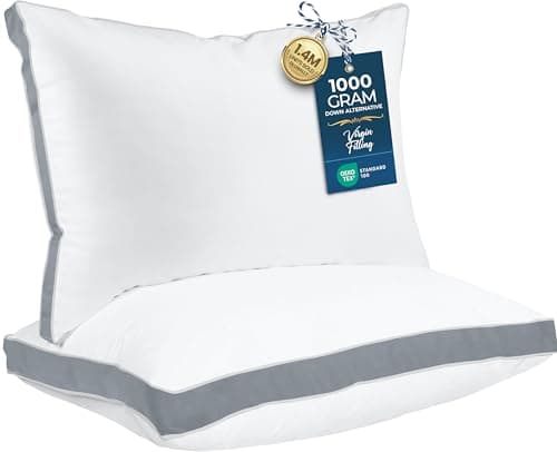 Utopia Bedding Oreillers de lit pour dormir Queen Size (Gris), lot de 2, qualité hôtelière rafraîchissante, oreiller à soufflet pour le dos,...