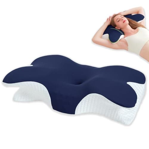 Ergonomic Pillow for Neck Pain Relief, 2 in 1 Memory Foam Pillow, Neck Support Pillows for Side Back Stomach Sleepers, Cervical Contour Pillow for...