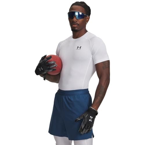 Under Armour Mens Armour HeatGear Compression Short-Sleeve T-Shirt, White (100)/Black, Small