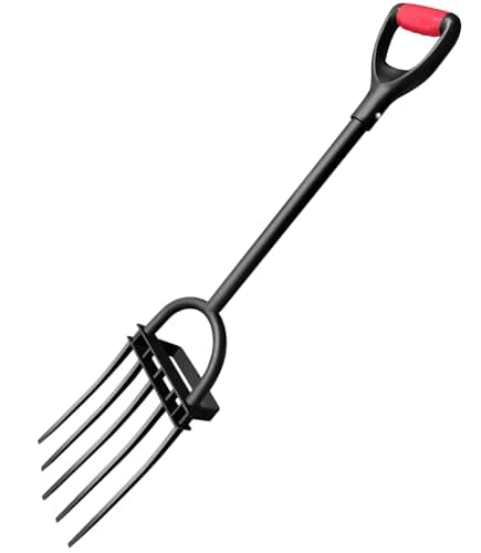 Garden Fork, Pitchforks for Digging Composting Spading, Long Hand Tiller & Cultivator - 5 Tine, 45 inches (110cm-curved Tine)