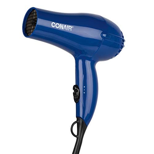 Sèche-cheveux Conair 318RC Sèche-cheveux de taille moyenne de 1875 watts avec 2 réglages de chaleur et 2 vitesses pour tous les types de cheveux Fixation de concentrateur à bouton Cool Shot Bleu...