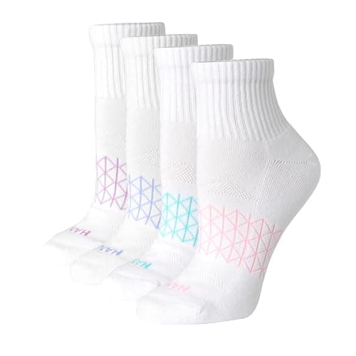 Hanes Women's Cushioned Ankle Socks, Absolute Active Ankle Socks For Women, Seamless Toe, 4-Prs, White, 5-9