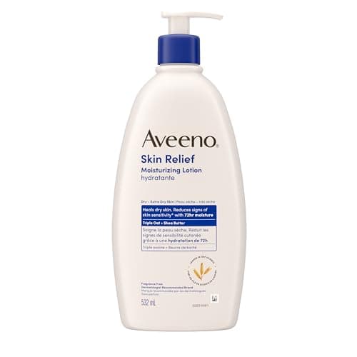 Aveeno Skin Relief Moisturizing Lotion, Shea Butter, Dimethicone, Triple Oat, Itchy, Dry Skin Body Moisturizer, Fragrance Free, 532mL