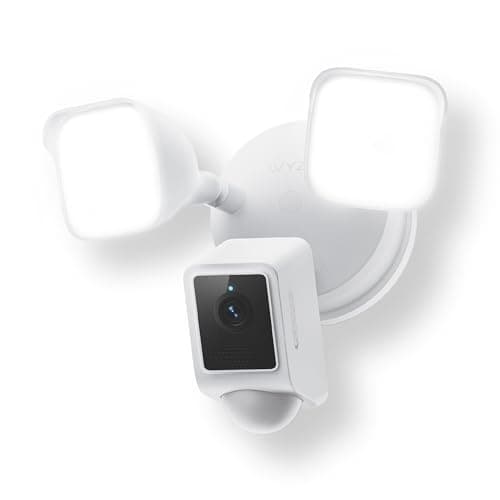 Caméra projecteur WYZE v2, LED 2800 lumens, caméra de sécurité extérieure 2K HD, vue large à 160°, lumière activée par le mouvement, sirène 105 dB, cloud et local...