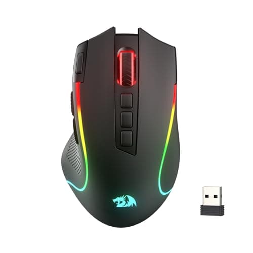 Redragon M612 PRO RGB Gaming Mouse, 8000 DPI Wired/Wireless Optical Mouse with 9 Programmable Buttons & 7 Backlit Modes, BT & 2.4G Wireless,...