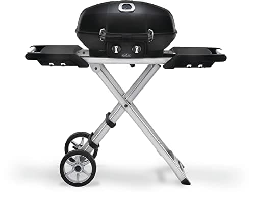 Napoleon TravelQ Portable Propane Gas BBQ - PRO285X-BK - Includes Scissor Cart, Use for Tailgating, Camping, and Small Outdoor Spaces
