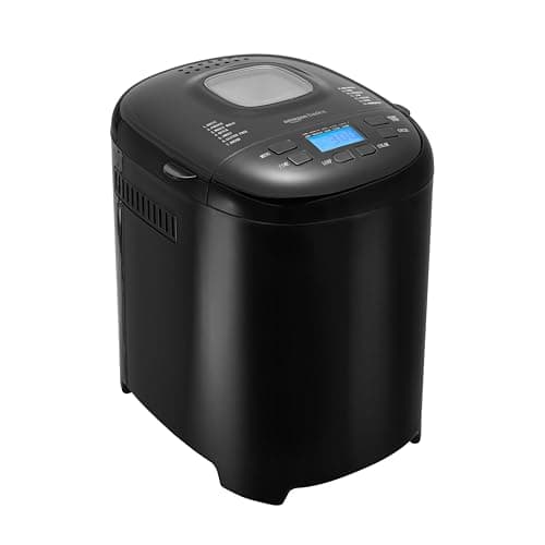 Machine à pain programmable Amazon Basics, machine à pain automatique antiadhésive de 2 livres, avec 14 réglages pour les pains, les pâtes, les options sans gluten...