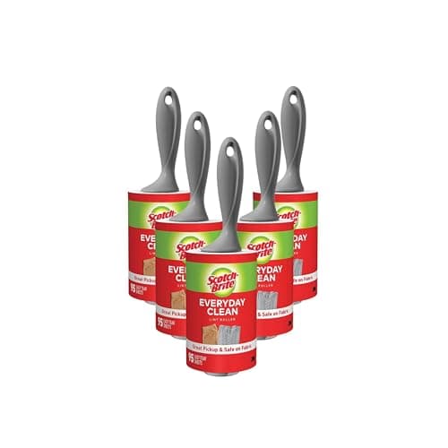 Scotch-Brite Lint Roller Value Pack, Works Great On Pet Hair, 5 Rollers, 95 Sheets Per Roller, 475 Sheets Total