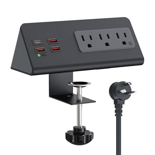 Desk Power Bar with PD 20W USB C, Haiaoyyds Nightstand Charging Station with 3 Outlets, 4 USB Ports, Desk Surge Protector Connect 6.56FT Flat Plug,...
