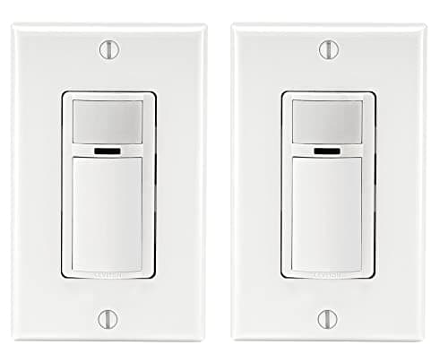 Leviton 2-Pack Decora Occupancy Motion Sensor Light Switch, Auto-On, 2A, Residential Grade, Single Pole, DOS02-2PK, White