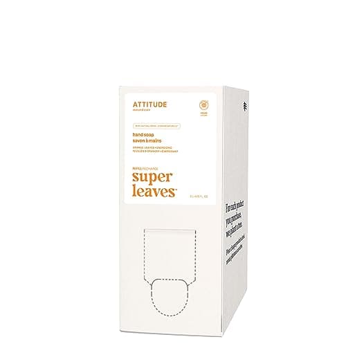Savon pour les mains ATTITUDE, fabriqué au Canada, vérifié par l'EWG, ingrédients à base de plantes et de minéraux, produits de beauté et de soins personnels végétaliens, recharge en vrac, orange...