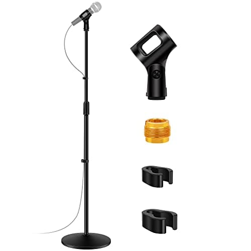 Support de micro InnoGear, support de microphone à perche amovible au sol avec base ronde lestée, hauteur réglable de 34" à 60" pour Blue Yeti...