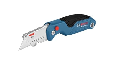 BOSCH H11-11100-1 Couteau utilitaire pliant | Compact, portable et durable avec rangement de lame intégré, repose-pouce et 3 lames incluses