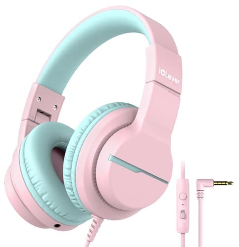 Casque pour enfants iClever HS19 avec microphone, limiteur de volume 74/85 dBA, fonction de partage, casque stéréo pour enfants filles garçons, supra-auriculaire pliable...