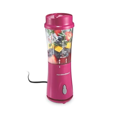 Mélangeur portable Hamilton Beach pour shakes et smoothies avec tasse et couvercle de voyage de 14 oz sans BPA, lames en acier inoxydable durables pour...