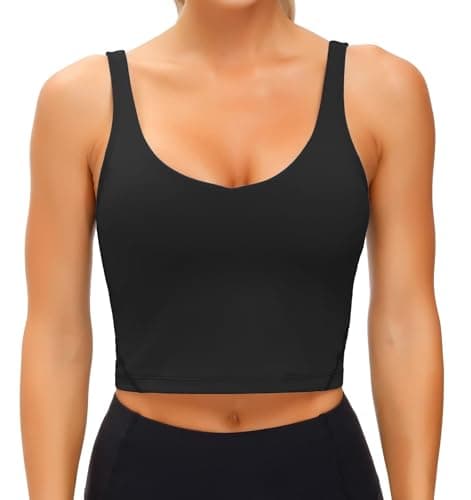 Wjustforu Femmes Soutien-Gorge De Sport Yoga Débardeur Longline Rembourré D'entraînement Boléro Fitness Entraînement Haut De Course Noir