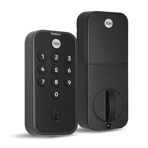 Yale Serrure de porte avant à pêne dormant avec clavier à code noir pour entrée sans clé, YED210-NR-BSP