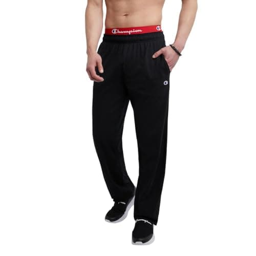 Champion Pantalon en jersey à fond ouvert pour hommes, noir, grand