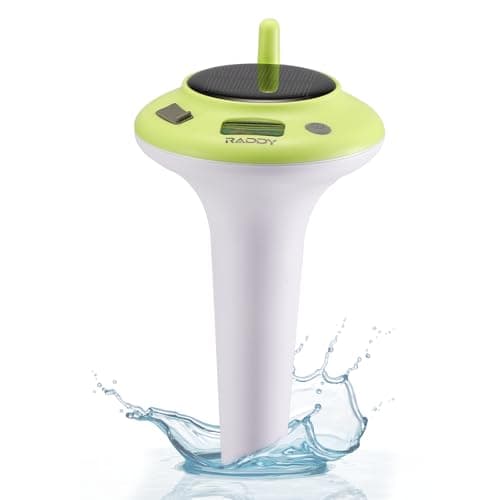 Raddy PT-5 Thermomètre de piscine solaire flottant facile à lire, thermomètre de spa avec affichage numérique, étanche, alimenté par batterie solaire pour piscines,...