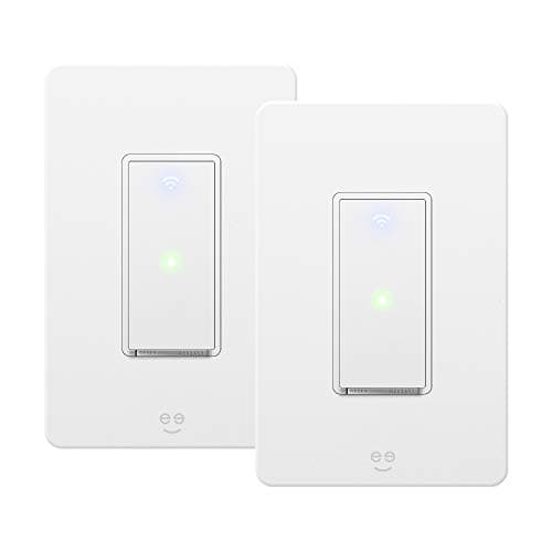 Kit d'interrupteur à 3 voies Geeni Smart, blanc, paquet de 2 – Aucun hub requis – Nécessite un fil neutre – Interrupteur d'éclairage intelligent compatible avec Alexa, Google Assistant...
